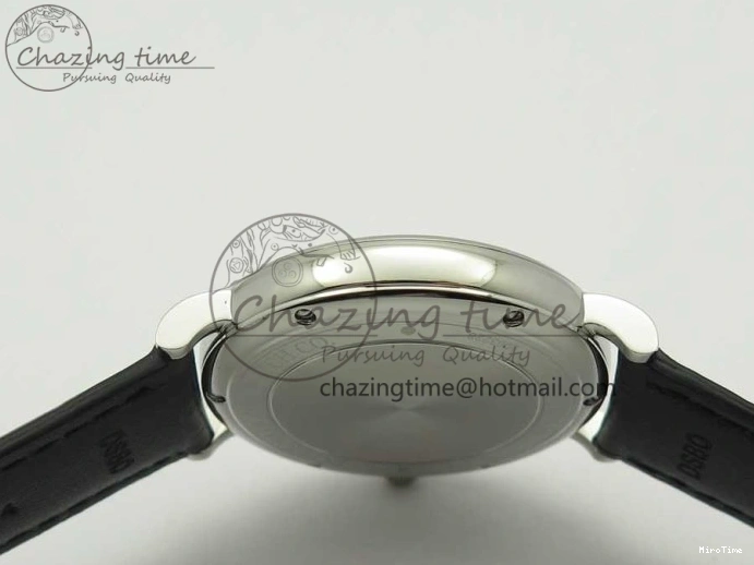 MIROTIME 0309 Portofino Automatic SS FKF 1:1 Best Edition White Dial RG Markers on Black Leather Strap A Stretchable 7141